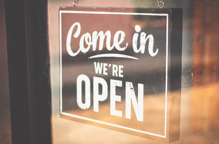 Come in we are open sign